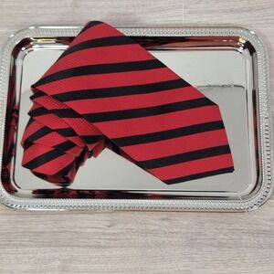 Hunter Lords London Mens Tie Textured Red & Black 100% Silk 59"x3¾" Hand Made‎
